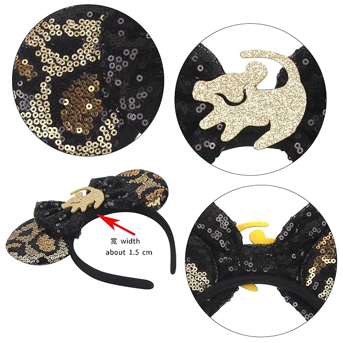 zhezesmila Mouse Ears for Women Lion Style King Headband Animal Kingdom Ears Party Costume Hair Accessories for Party Theme Park