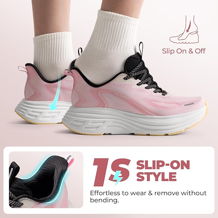Women's Slip On Walking Shoes Hands-Free Cushion Running Tennis Shoes Non-Slip Comfortable Workout Gym Sports Athletic Fashion Sneakers