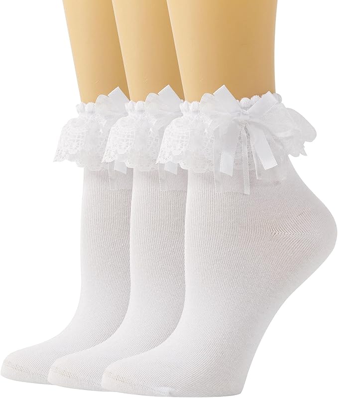 SEMOHOLLI Women Ankle Socks, Lace Ruffle Frilly Comfortable Princess Socks