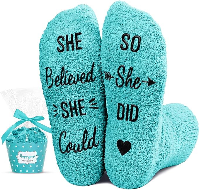 HAPPYPOP Fuzzy Gifts for Women Men - Book K-pop Divorce Inspirational Vegan Scary Film Socks