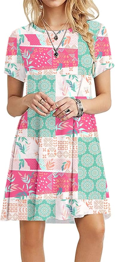 MOLERANI Women's Casual Plain Simple T-Shirt Loose Dress