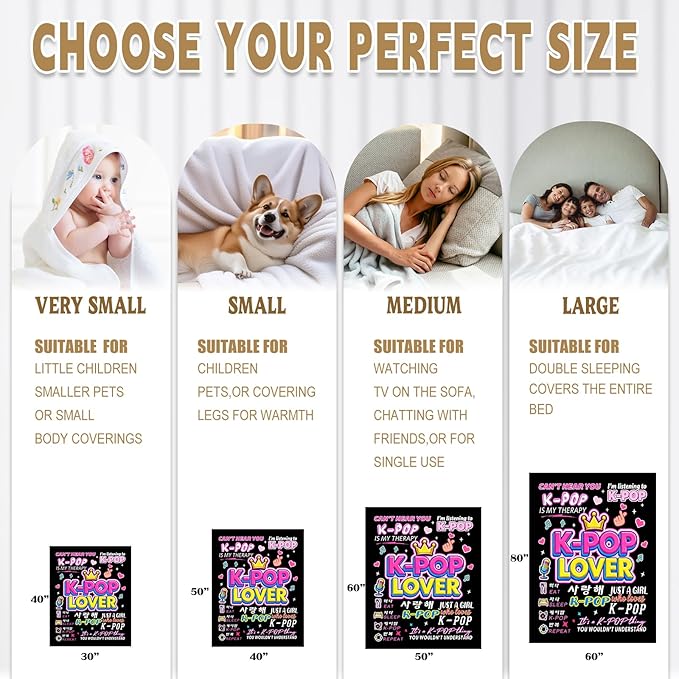 Kpop Blanket Gifts for K-Pop Fans - Super Soft Flannel Kpop Blankets for Girls Teen Fans Bedding Couch Sofa - Korean Kpop Merch Fandom Throw for Idol Lovers Dorm Decor Christmas (Style 01, 50 X 60)