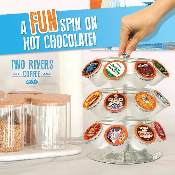 Two Rivers Coffee Hot Chocolate Pods Single Serve Cocoa Variety Sampler Pack Compatible with 2.0 Keurig K-Cup Brewers, 40 Count