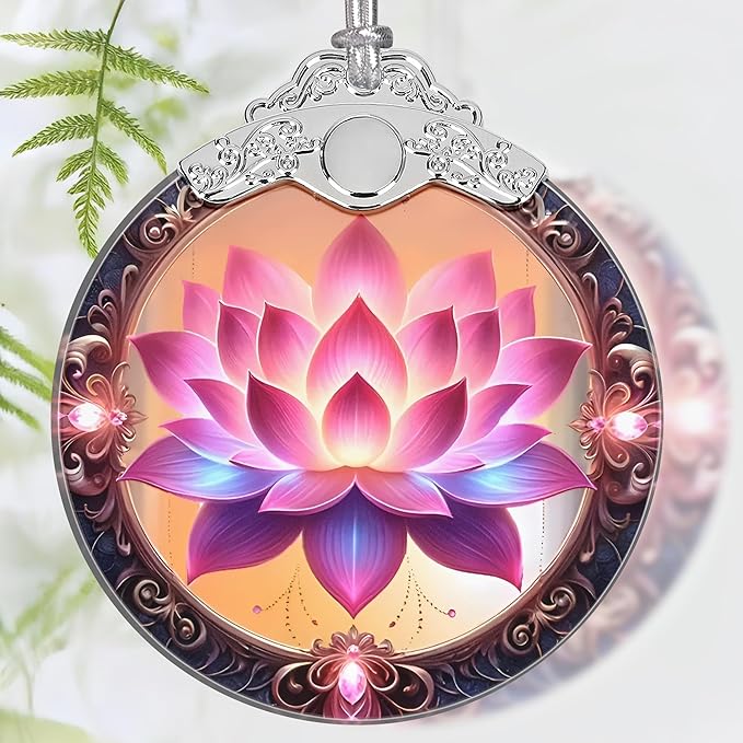 Christmas Ornament, 2025 Ornaments for Christmas Tree, Stained Glass Hanging Ornament, Holiday Ornaments, Unique Gift Idea - Lotus