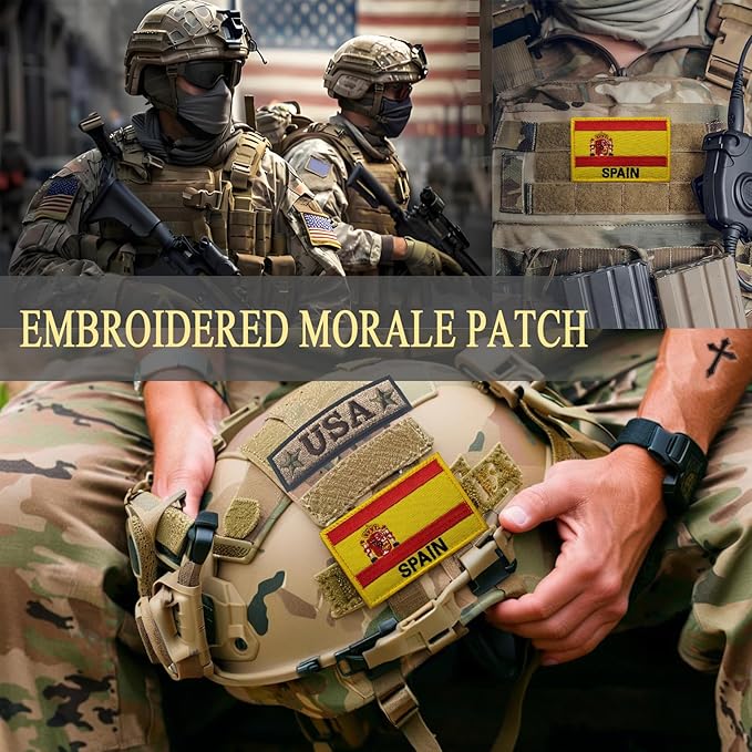 EmWoot 2PCS Spain Flag Patch Embroidered Morale Patch Military Tactical Patches Hook and Loop(02)