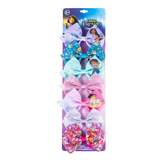 Disney Encanto Hair Bow Clips Bundle - 4 Inch Alligator Clips with Different Images, Ages 3+