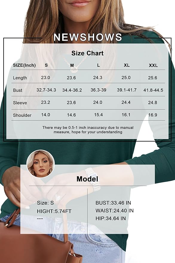 Newshows Women's Wool Blend Warm Long Sleeve Undershirt Stretchy Basic Business Casual Shirts Soft Layering Tops