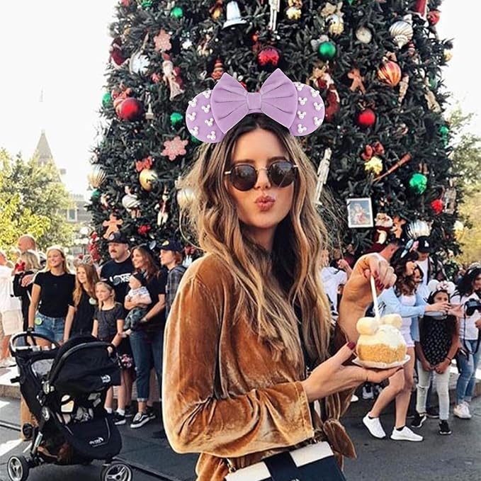 DRESHOW Mouse Ears Headbands for Women Pearl Hairbands Bow Head Bands Velvet Head Band Christmas Cosplay Costume Princess Party Decorations Halloween & Disney Trip