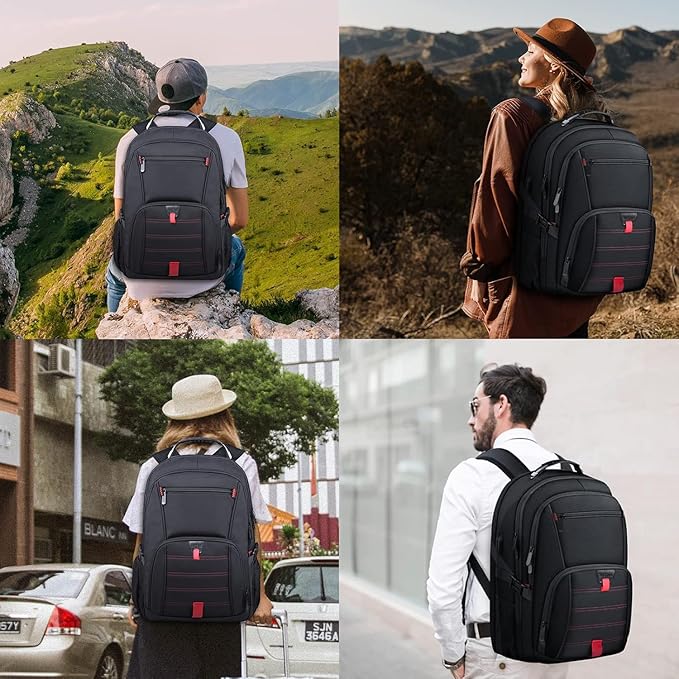 Extra Large Backpack, 18.4 Inch Travel Laptop Backpacks for Men Women with USB Port, 55L Anti Theft Water Resistant College Bussiness TSA Airline Approved Work Computer Backpack, Black