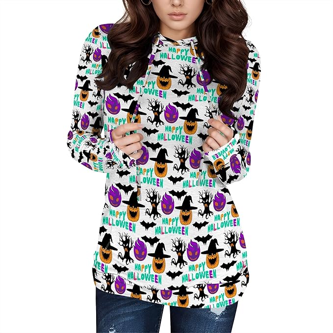 domirica Halloween Womens Pullover Sweatshirts Trendy Drawstring Fall Sweatshirt Halloween Best Gift For Wife And Daughter