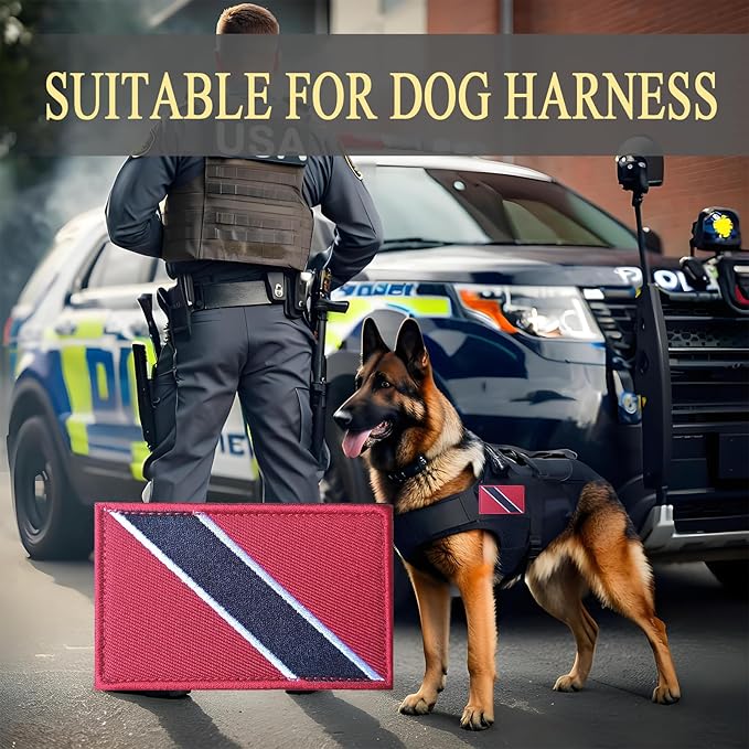 EmWoot 2PCS Trinidad and Tobago Flag Patch Embroidered Morale Patch Military Tactical Patches Hook and Loop(Red)