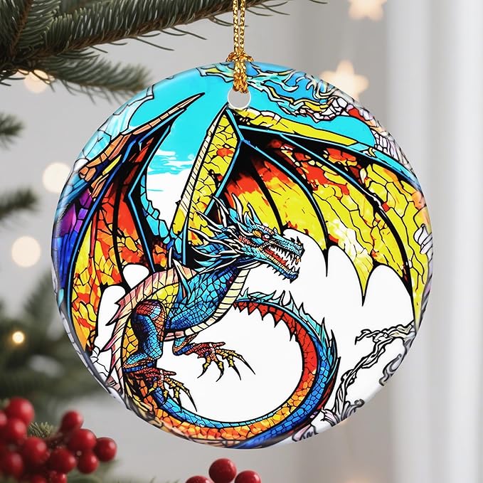 Dragon Christmas Ornament – Holiday & Christmas Decorations, Gifts for Dragon Lovers, Xmas Gift Ideas
