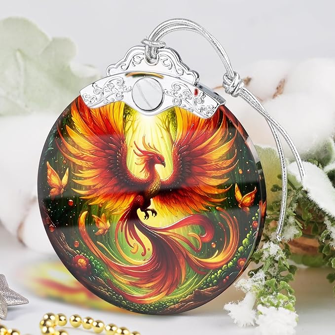 Christmas Ornament, 2025 Ornaments for Christmas Tree, Stained Glass Hanging Ornament, Holiday Ornaments, Unique Gift Idea - Phoenix