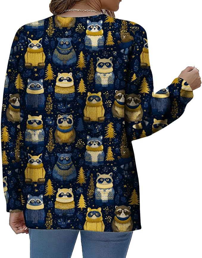 LIZALIG Women's Fall Christmas Snowman Sweater Long Sleeve Crewneck Pullover Festive Holiday Winter Outfit for Parties