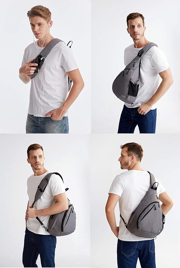 TurnWay Water-Proof Sling bag/Crossbody Backpack/Shoulder Bag with USB Charging Port for Travel, Hiking, Cycling, Camping