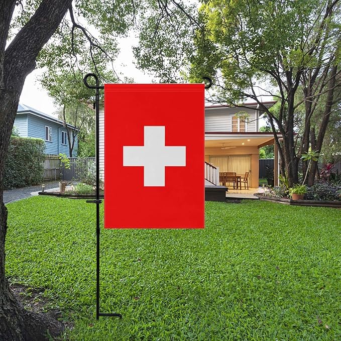 Switzerland Flag Swiss Flag, Small Swiss Garden Flags for Yard Patio Porch Independence Day Patriotic Festival Outdoor Decorations