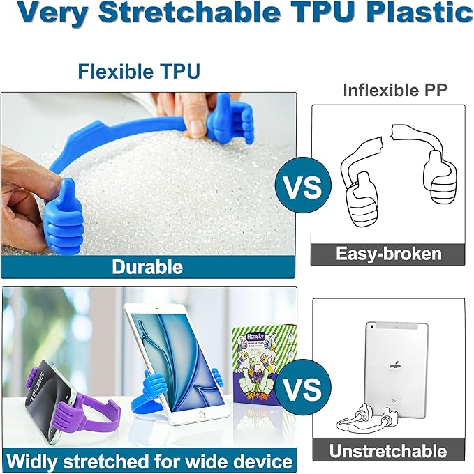 Honsky Cell Phone Stand Holder, Thumbs Up Lazy Phone Stand, Universal Adjustable Flexible, Cute Perfect Stocking Stuffers Gifts for Teen Girls, Compatible with Cell Phones & Tablets,Flag Blue