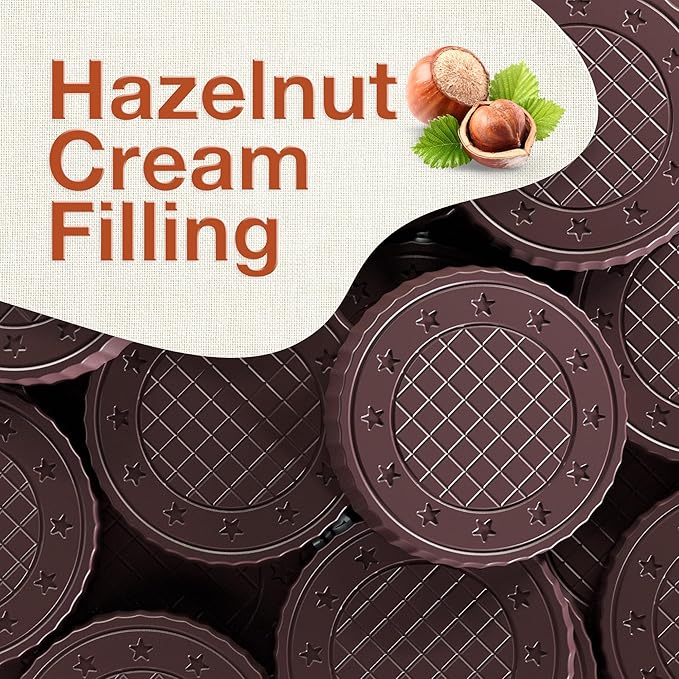 Fiorella Crunch Wafer Cookies - Delicious Chocolate Covered Crispy Thin Wafers with Layers of Hazelnut Cream Filling, Individually Wrapped, Perfect for Snacks, (Pack of 18)