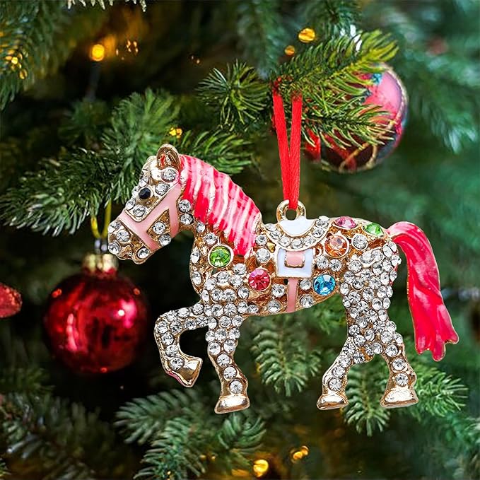 Ushinemi Horse Ornaments for Christmas Tree, Hanging Ornament Xmas Tree Decor, Sparkles Horse Keepsake Gifts for Mom Grandma Women Girls Sisters