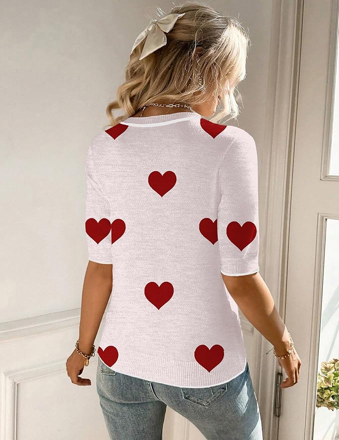 Zeagoo Women Short Sleeve Sweater Summer Crew Neck Dressy Casual Soft Knit Pullover Tops Trendy