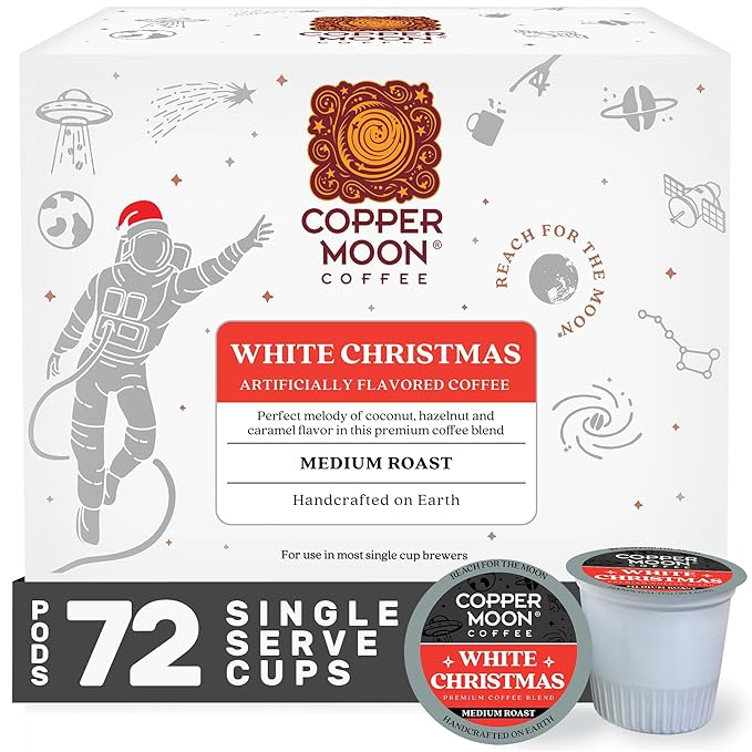 Copper Moon Single Serve Coffee Pods for Keurig K-Cup Brewers, Medium Roast, White Christmas Blend, 72 Count