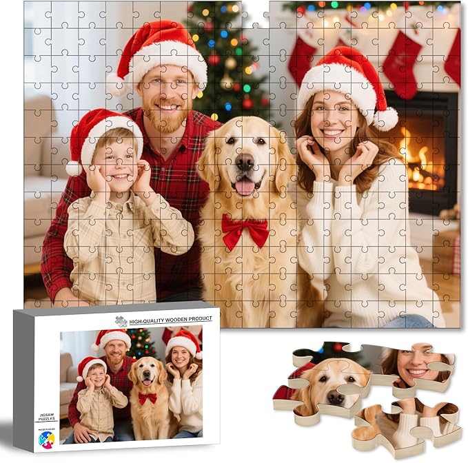 Custom Puzzle from Photos, Personalized Photo Puzzle200/300/500/1000/1500 Pieces with Picture and Text, Personalized Gifts for Couple Family Wedding Kids Pet (200 PCS-Horizontal)