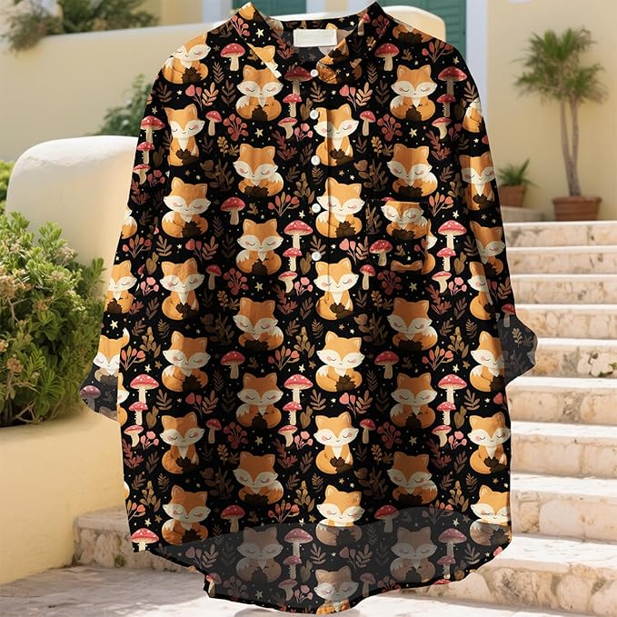 Women Funny Graphic Long Sleeve Floral Blouses Plus Size Button Shirts Casual Cute Vneck Fall Tunic Tops Trendy