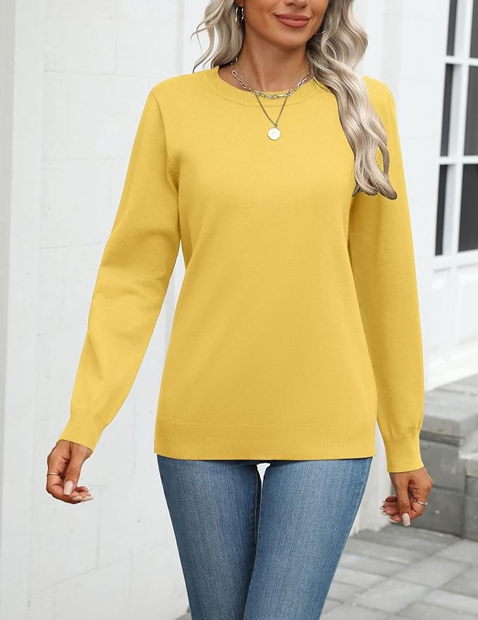 Zeagoo Womens 2026 Fall Sweaters Long Sleeve Tops Classic Crew Neck Pullover Sweaters Loose Dressy Casual Basic Clothes