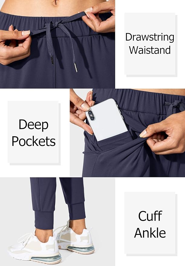 SANTINY Women's Joggers Pants Pockets Drawstring Running Sweatpants for Women Lounge Workout Jogging