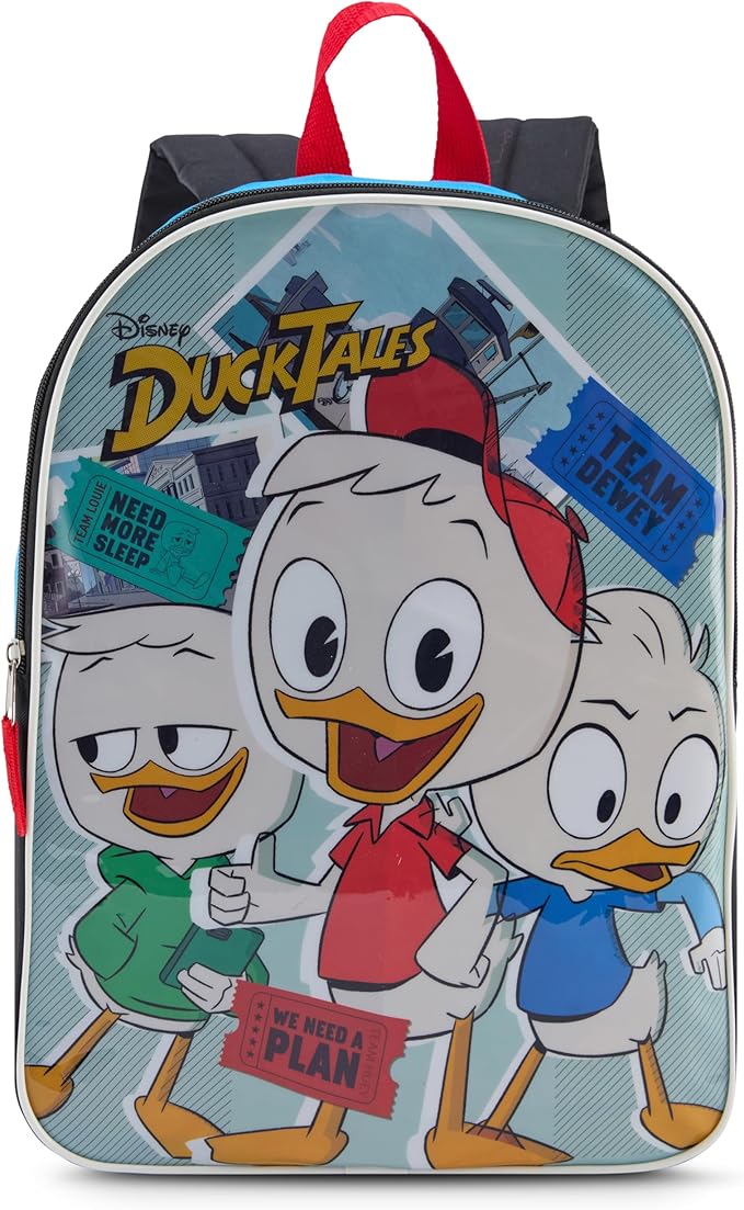 Disney Ducktales Big Face Backpack for Kids - Cute & Durable Kids Backpack for Boys with Padded Straps & Zip Compartment - Ideal Toddler Bookbag for School & Travel - 15”