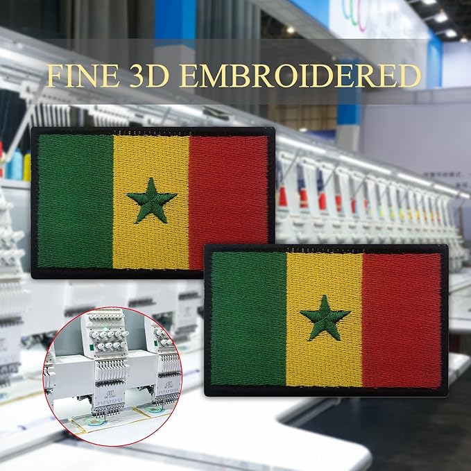 EmWoot 2PCS Senegal Flag Patch Embroidered Morale Patch Military Tactical Patches Hook and Loop