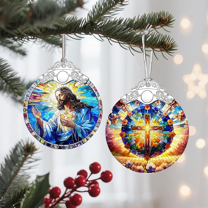 Boho Mandala Cross Ornament, Christian Christmas Ornament, Religious Christmas Decor, Christian Home Decor, Gifts for Christians, Religious Gifts, Spiritual Gift, Easter & Xmas Gift