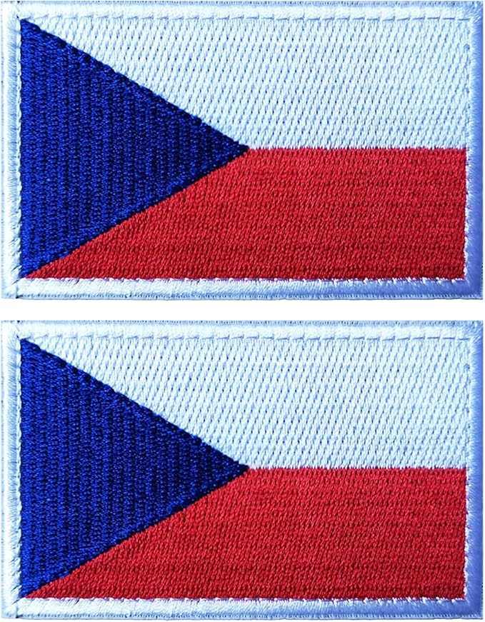 EmWoot 2PCS Czech Flag Patch Embroidered Morale Patch Military Tactical Patches Hook and Loop