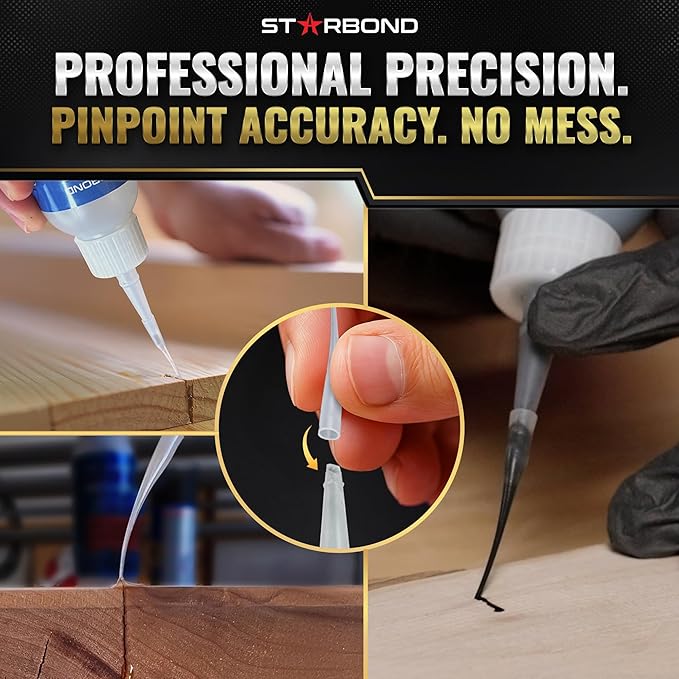 Starbond Medium Super Glue Pro Kit (2 oz) – Strong, Fast-Bonding CA Glue (Cyanoacrylate Adhesive) – with Clog-Resistant Cap, Microtips & Extra Nozzle for Quick Fixes, Woodworking, Hobby Models