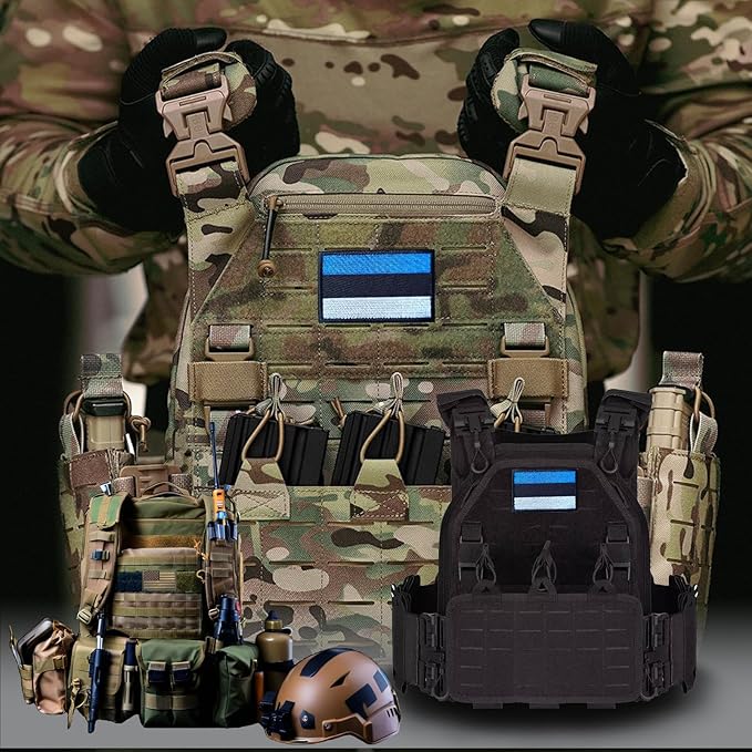 EmWoot 2PCS Estonia Flag Patch Embroidered Morale Patch Military Tactical Patches Hook and Loop