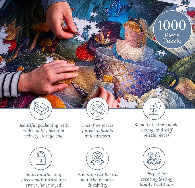 MOSAIC PUZZLES Through The Looking Glass Puzzles for Adults - Premium Jigsaw Puzzles, 1000 Pieces