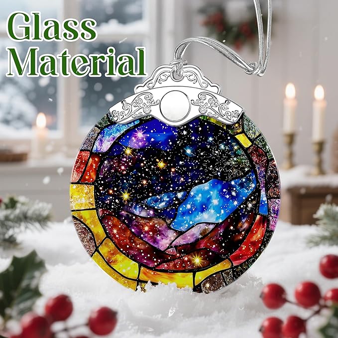 Space Milky Way Stained Glass Ornament – Christmas Ornament, Christmas Tree Decoration & Galaxy Home Decor, Xmas Gift, Housewarming Gift, Gifts for Space Lovers, Friends or Family