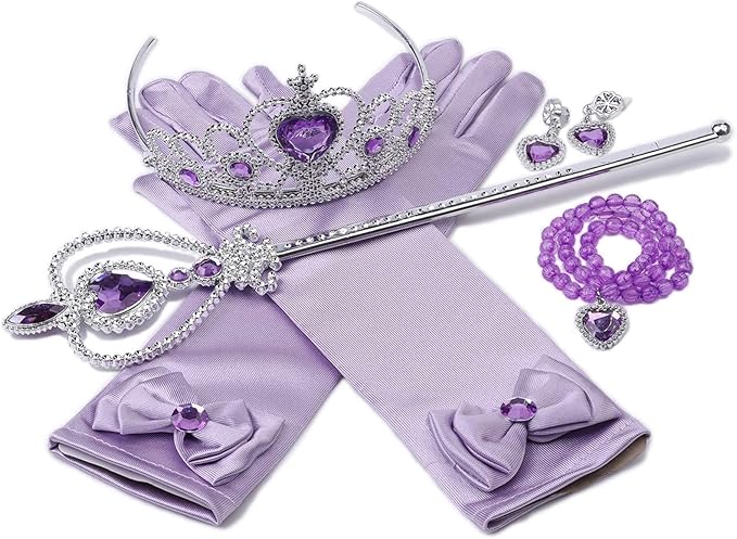 Orgrimmar Princess Dress Up Accessories Gloves Tiara Crown Wand Necklaces Presents for Kids Girls
