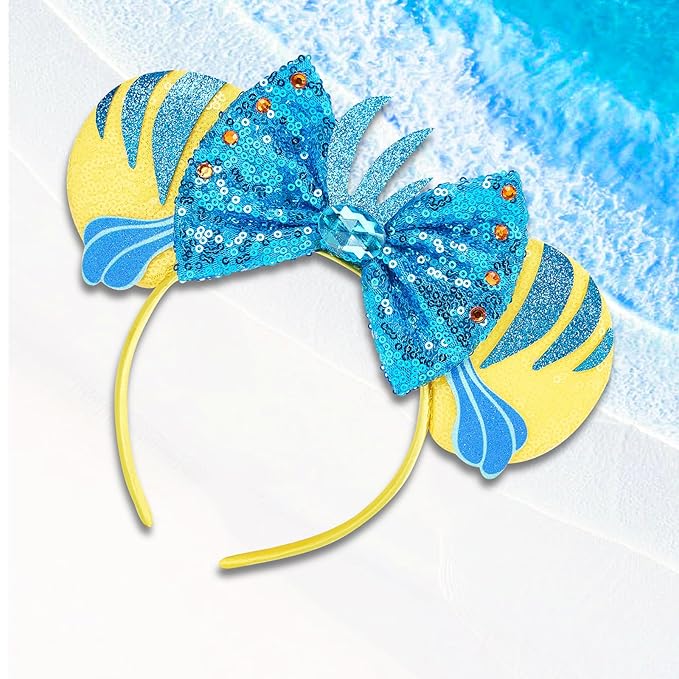 HAMUTH Mouse Ear, Mouse Ear Headband for Women Girls Adult, Sequin Bow Hair Band for Party Trip Parks Costume Cosplay Essentials