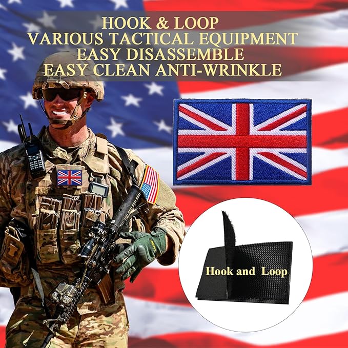 EmWoot 2PCS UK United Kingdom Flag Patch Embroidered Morale Patch Military Tactical Patches Hook and Loop