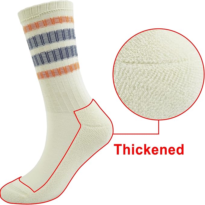 BomKinta Striped Crew Socks Women - Retro Novelty Socks - Stretchy Casual Athletic Cotton Sock Size 5-11
