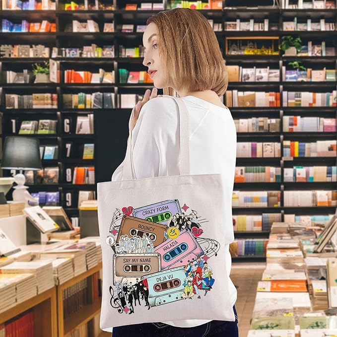 WZMPA Korean Group Fans Tote Bag Concert Fans Gift South Korea Singer Reusable Grocery Bag Concert Merchandise