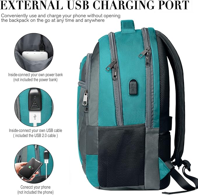 BIKROD Travel Laptop Backpack for Men and Women, Backpacks for School Teen Boys, Business Anti Theft Slim Durable Back Pack with USB Charging Port, Adult Computer Bag Gift 15.6 IN Laptop