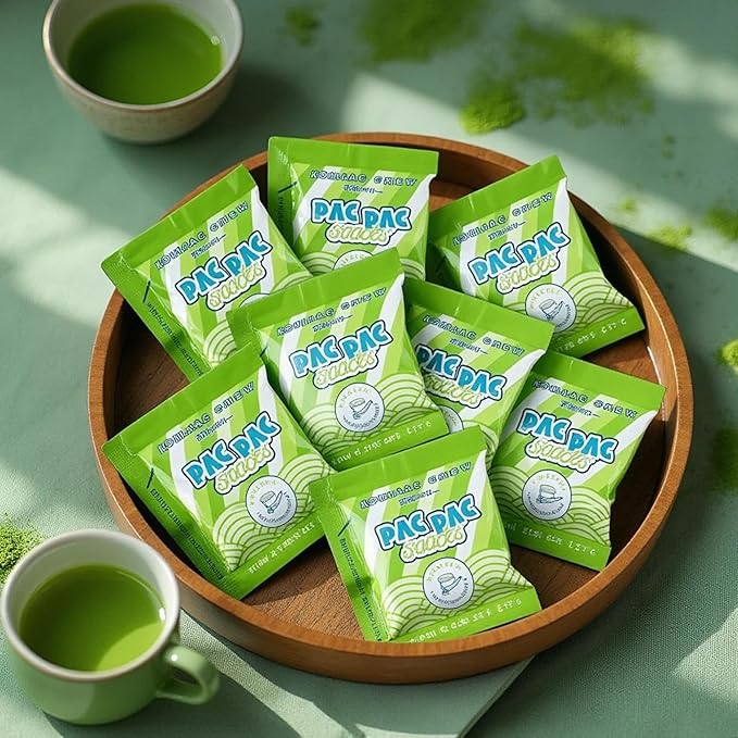 Matcha Konjac Chews | Premium Konjac Jelly Treats | 4pack 10 Sachets per bag | Vegan, Gluten-Free, Low-Calorie | Crafted in Japan | Only 4g Sugar, 0g Fat per Serving | Refreshing Fruit Snack for Weight Management