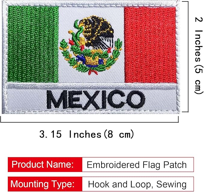 EmWoot 2PCS Mexican Mexico Flag Patch Embroidered Morale Patch Military Tactical Patches Hook and Loop(Mexican 01)