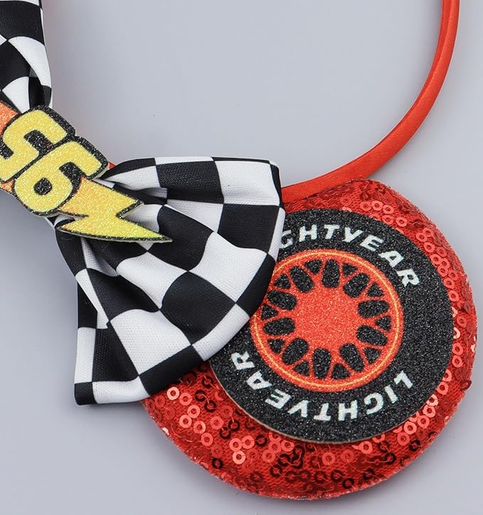 LIHELEI Mouse Ears Headband, Lighting McQueen Car Ear Headbands for Boys Birthday Party - Car Ear Headband