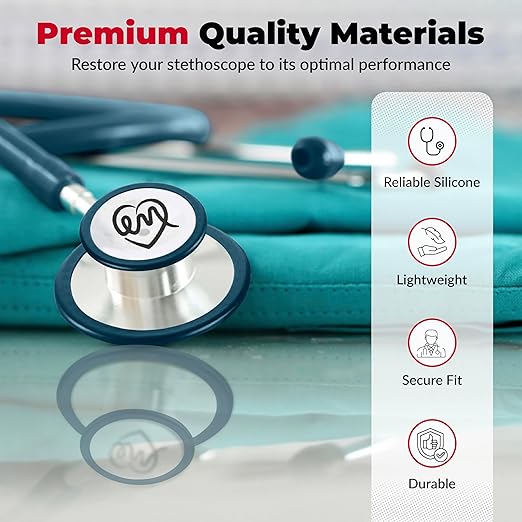 Stethoscope Replacement Part Kit for Littman Stethoscope Classic 3, Cardiology 3 & Cardiology 4 - Fits Classic III, Cardiology III & IV (Carribean Blue)