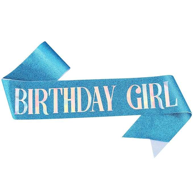 AOPRIE Birthday Girl Crown for Women with Sash Blue Happy Birthday Tiara for Women Headband Princess Crown Rhinestone Accessories