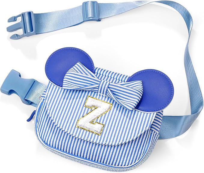 QLOVEA Birthday Gifts for Kids Girls - Birthday Gifts for 4 5 6 7 8 Year Old Girls, Initial Crossbody Bag Letter Belt Bag Fanny Pack Sling Bags Purse for Girl Kids Blue Z