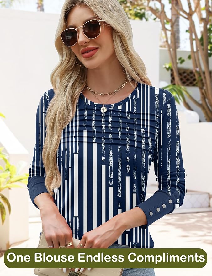 Blouses for Women Dressy Casual Long Sleeve Fall Fashion Tops Trendy Outfits for Work Office Shirts Thicker Clothes